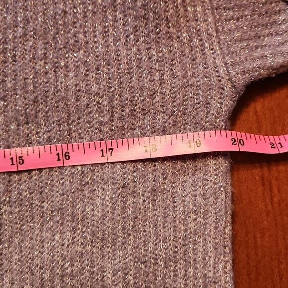 Nine West V-Neck Metallic Tunic Knit Sweater Bundle, Medium, Pink & Silver Grey - Picture 3 of 7